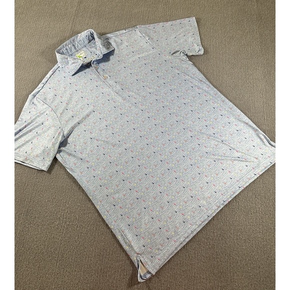 TailorByrd Shirt‎ Mens Large All Over Print Flamingo Performance Golf Stretch - Picture 1 of 9